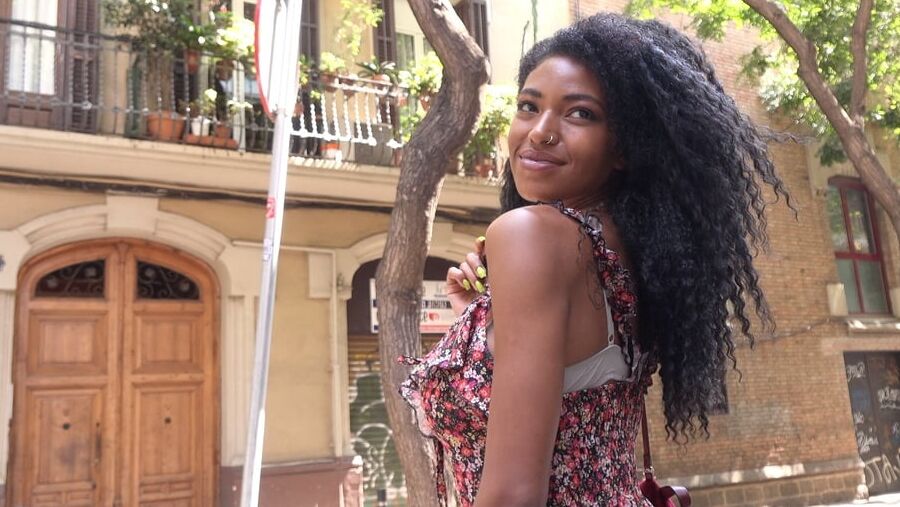 GERMAN SCOUT - BIG SAGGY TITS EBONY TINA FIRE PICKUP AND SEX