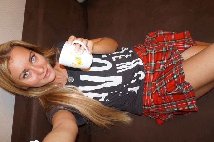 Lonely blonde housewife having some naughty fun