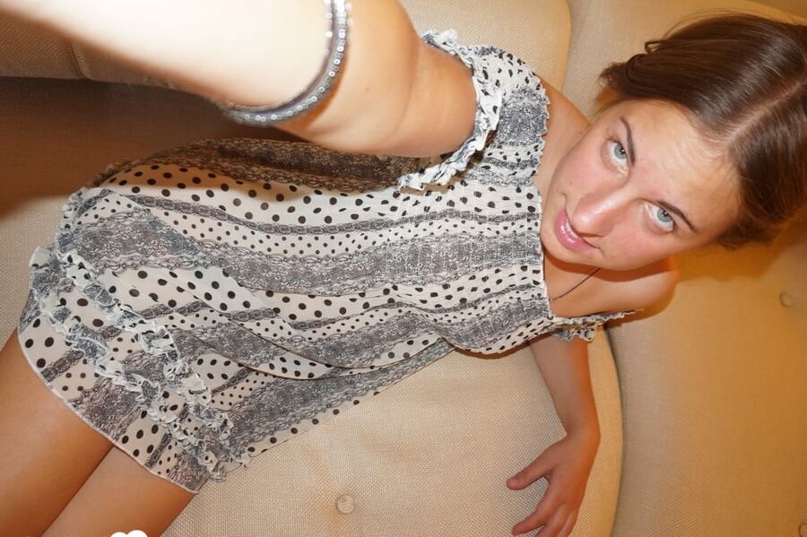 Amateur brunette teasing with her blazing figure
