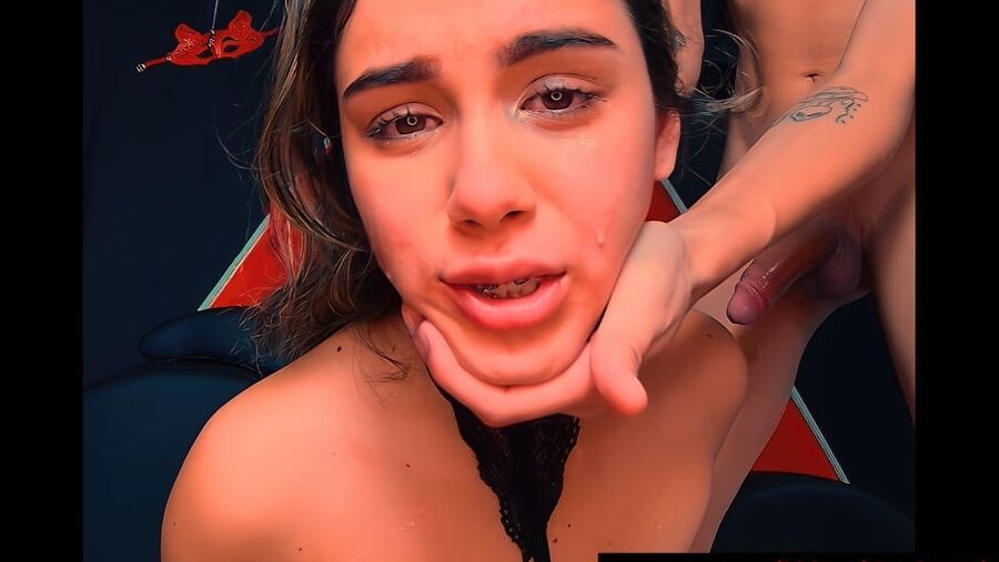 Hot 18 yo first timer Tefy cries during brutal deepthroat