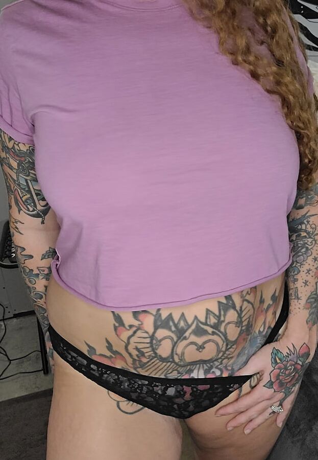 Showing off in my black lace panties