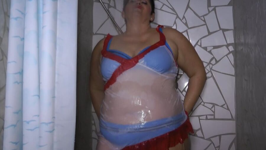 Annadevot - WETLOOK in the shower in BIKINI