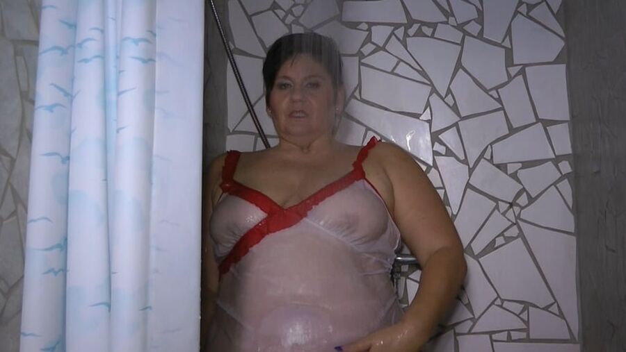 Annadevot - WETLOOK in the shower in BIKINI