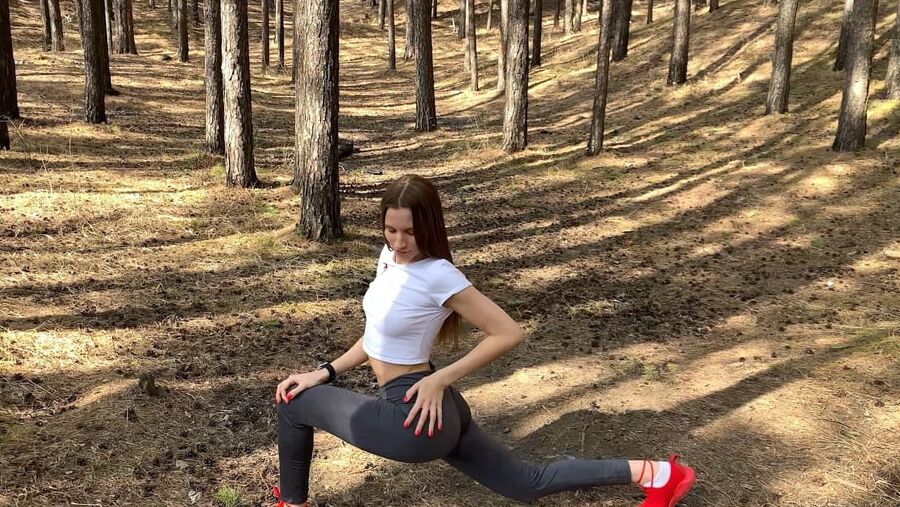 Big Ass Russian Teen Strips and Masturbates Outdoor