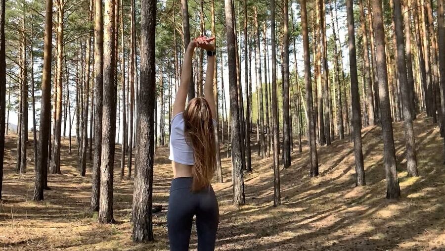 Big Ass Russian Teen Strips and Masturbates Outdoor