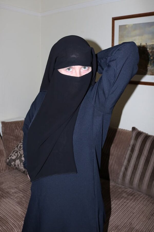 Wife in Burqa Niqab Stockings and Suspenders