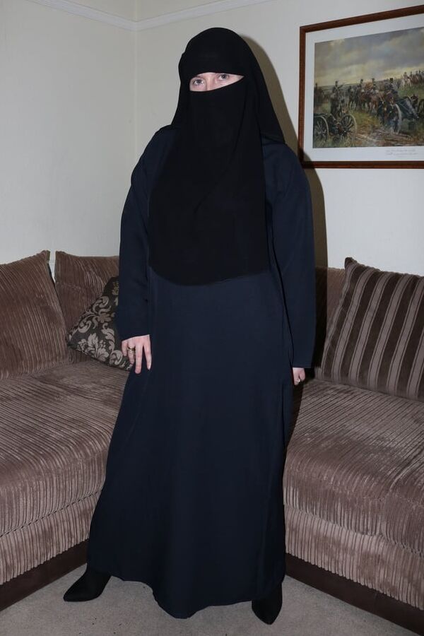 Wife in Burqa Niqab Stockings and Suspenders