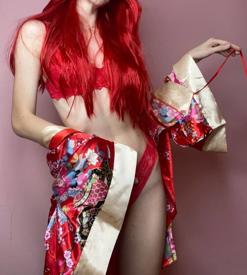 Girl with red hair in kimano