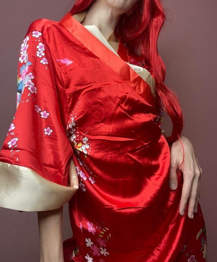 Girl with red hair in kimano