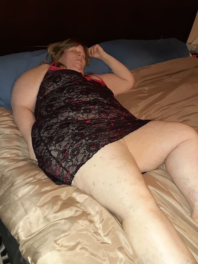BBW Wife in Black Lingerie