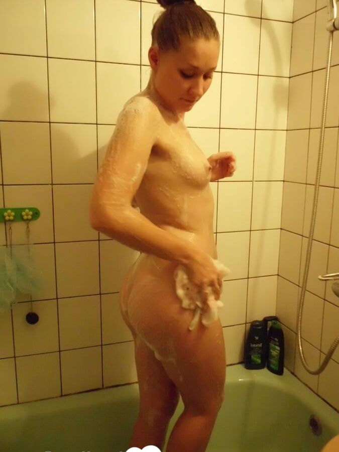 My friend shows off her body while showering