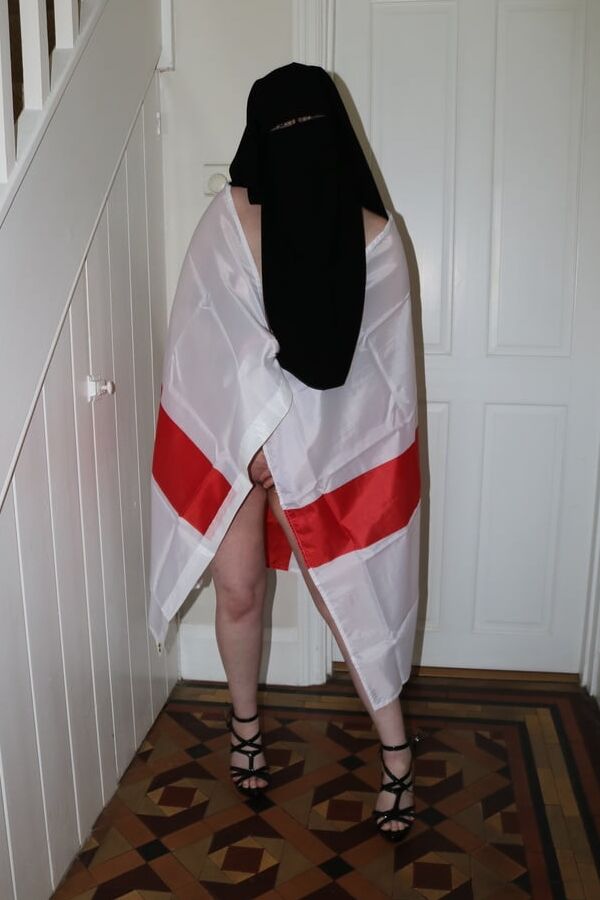 Wearing Niqab and England Flag