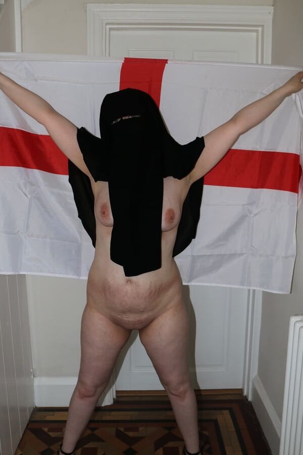 Wearing Niqab and England Flag