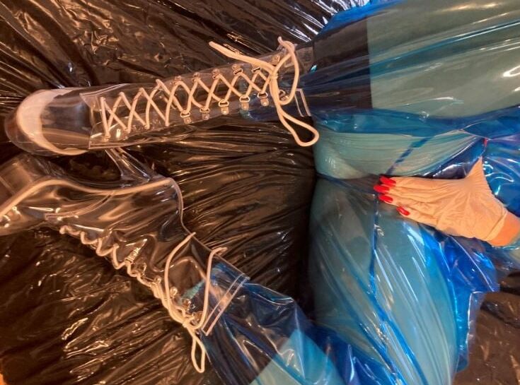 Blue Transparent PVC and Clear PVC Boots 2