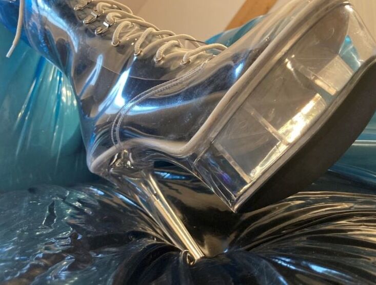 Blue Transparent PVC and Clear PVC Boots 2