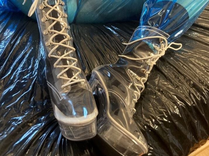 Blue Transparent PVC and Clear PVC Boots 2