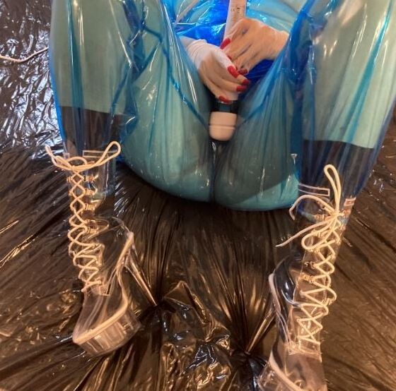Blue Transparent PVC and Clear PVC Boots 2