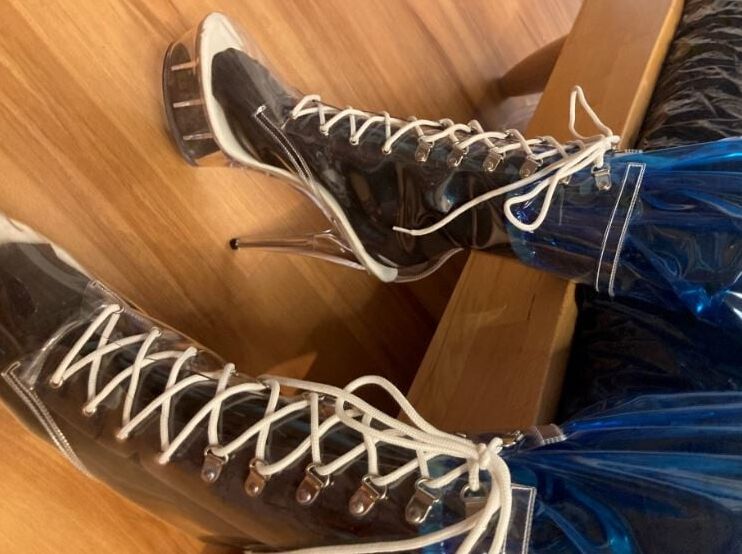 Blue Transparent PVC and Clear PVC Boots 2