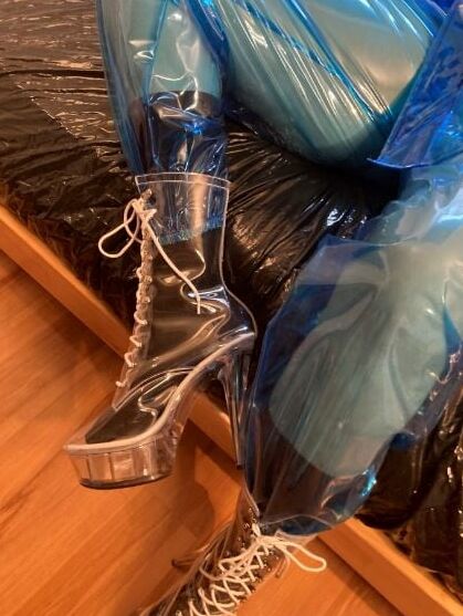 Blue Transparent PVC and Clear PVC Boots 2