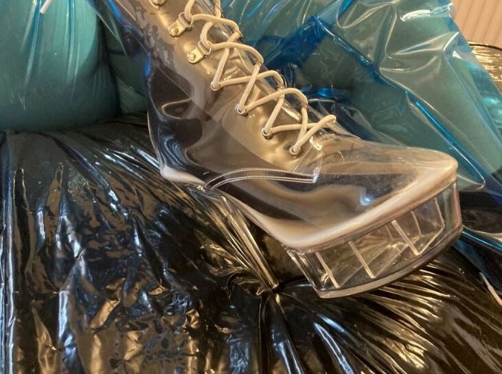 Blue Transparent PVC and Clear PVC Boots 2
