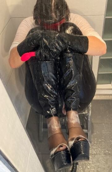 Leggings, Boots and Masturbation in Shower