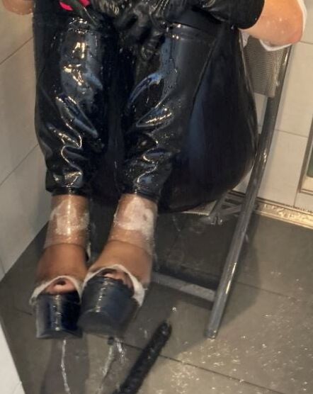 Leggings, Boots and Masturbation in Shower