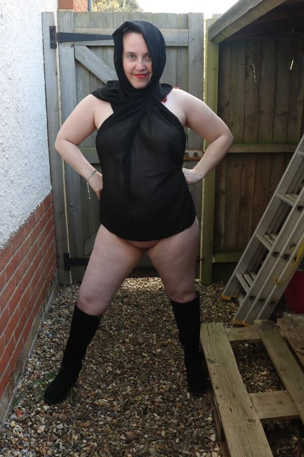 Hijab and Boots in the Yard