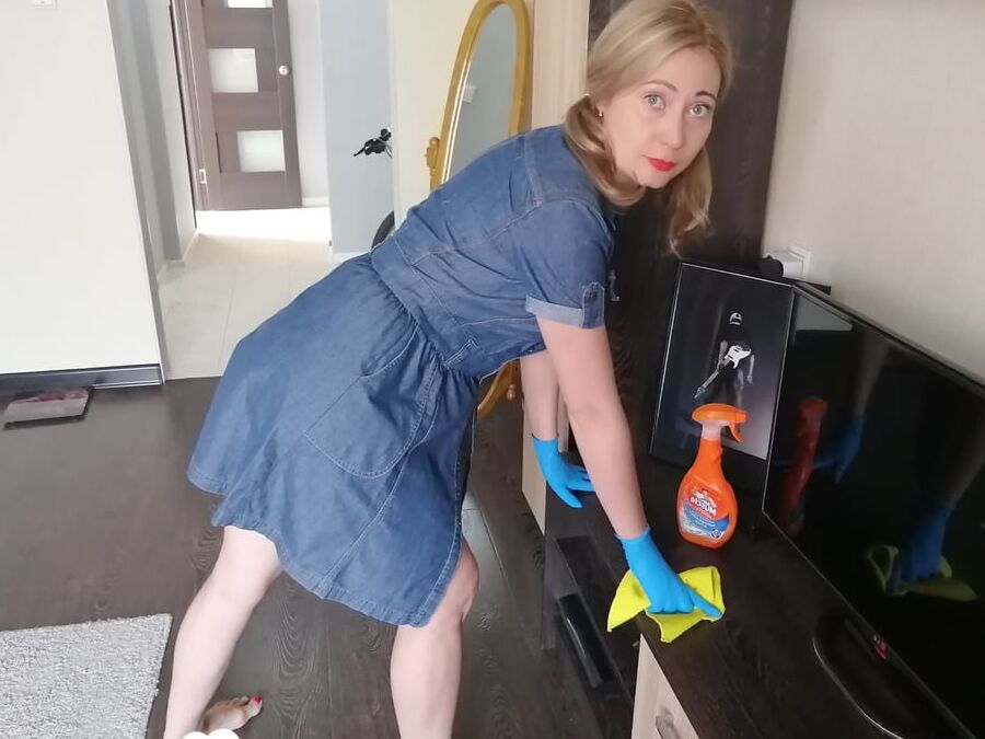 Cleaning lady teases while my wife's gone