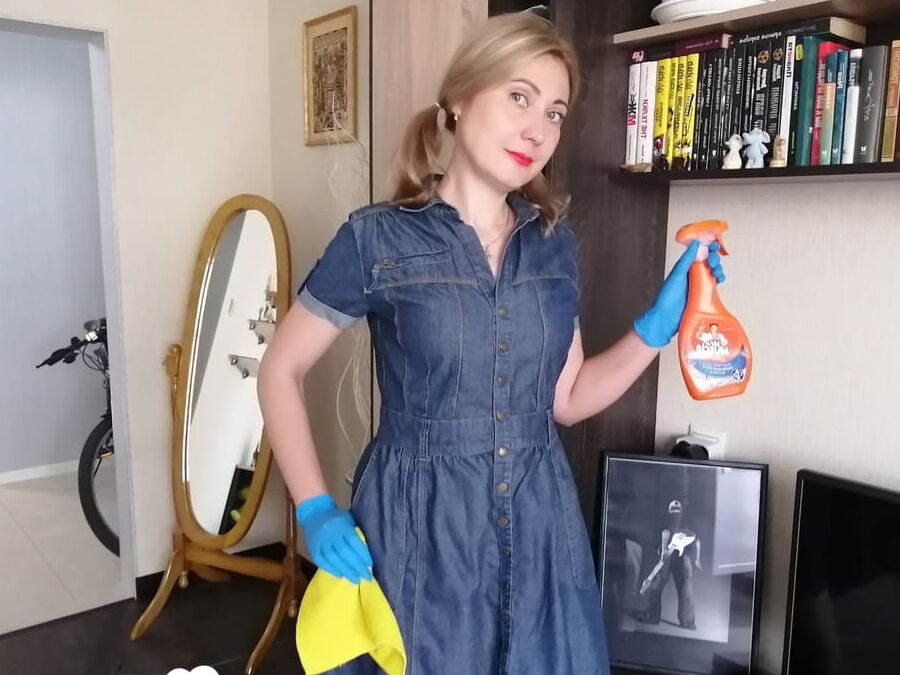 Cleaning lady teases while my wife's gone