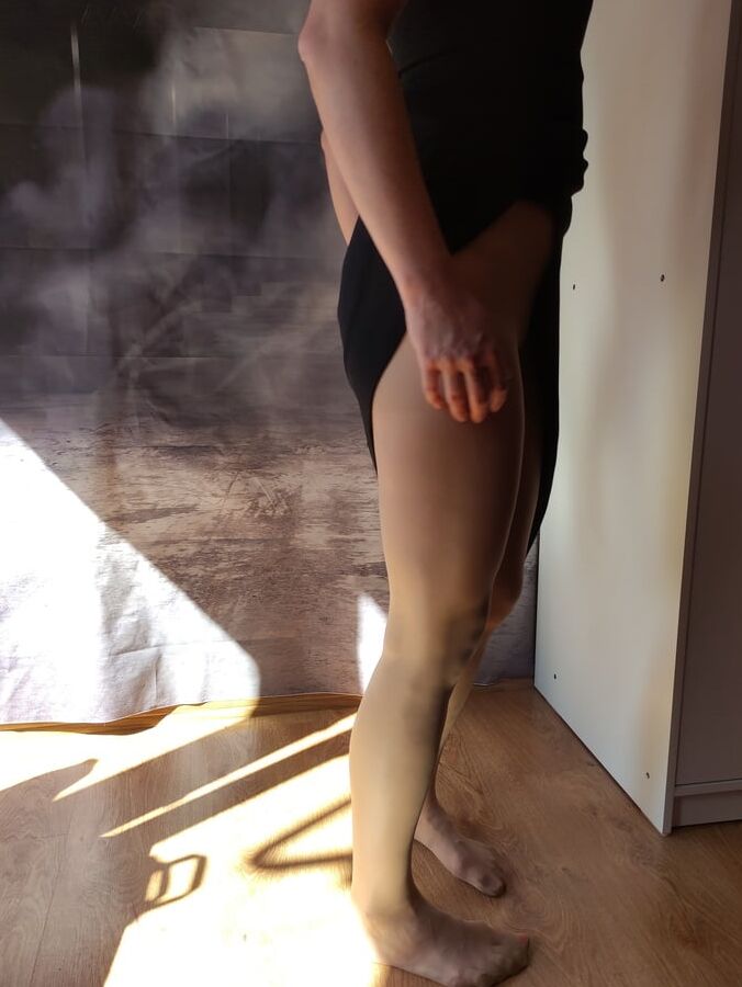 Anna Perv  - black dress and tights