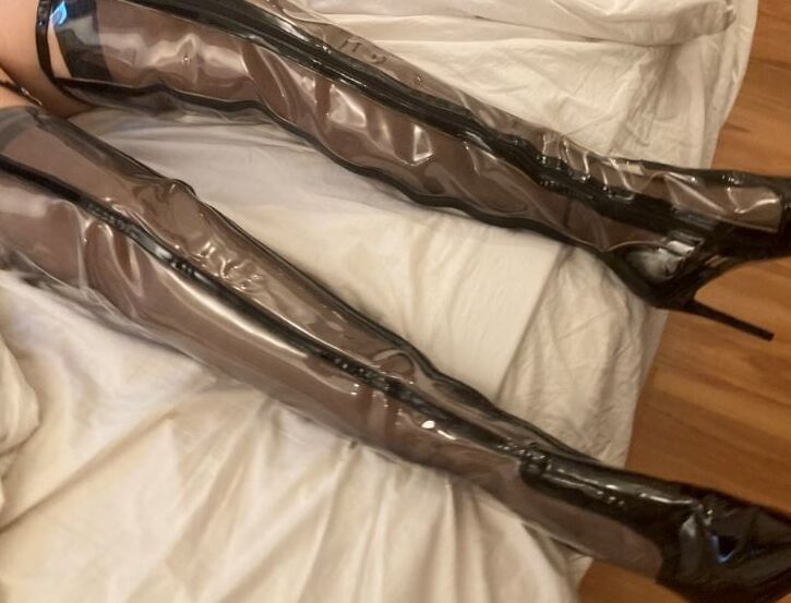 Clear PVC Plastic Boots and Nylons 3