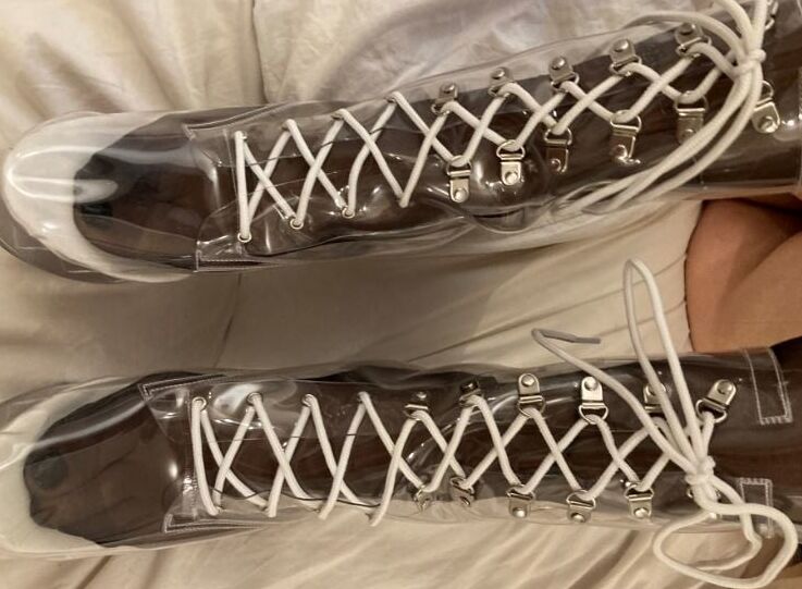 Clear PVC Plastic Boots and Nylons 2