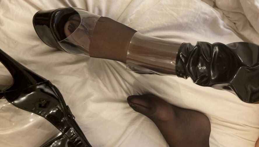 Black and Clear PVC Porn High Heel Boots