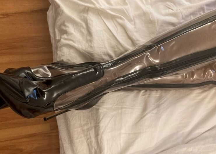 Clear PVC Plastic Boots and Nylons 3