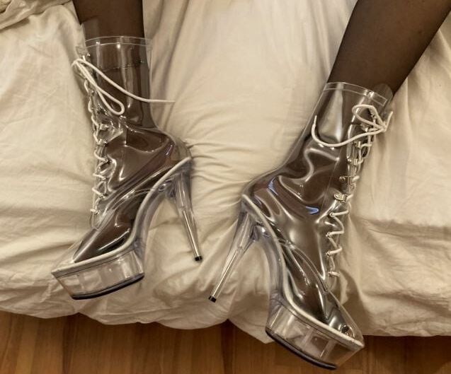 Clear PVC Plastic Boots and Nylons 2