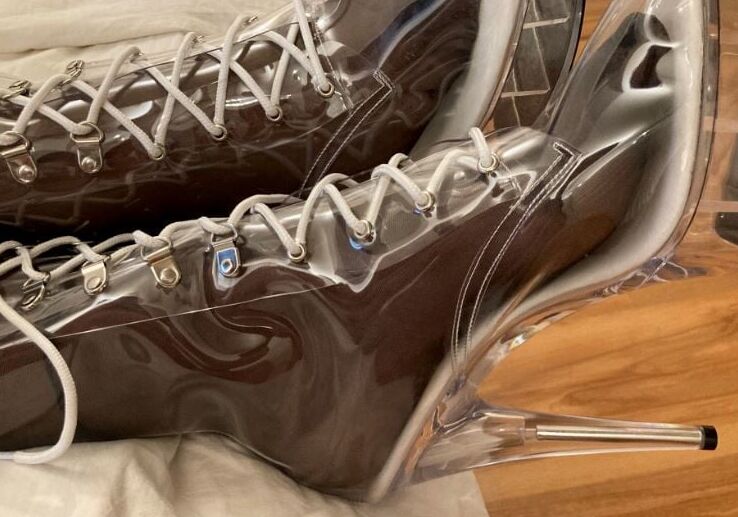 Clear PVC Plastic Boots and Nylons 2