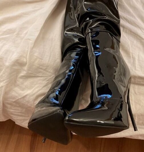 Thigh High Black High Heel Boots