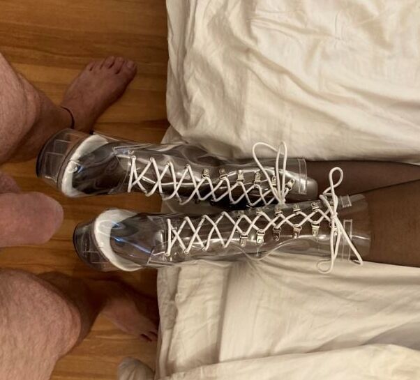 Clear PVC Plastic Boots and Nylons 2