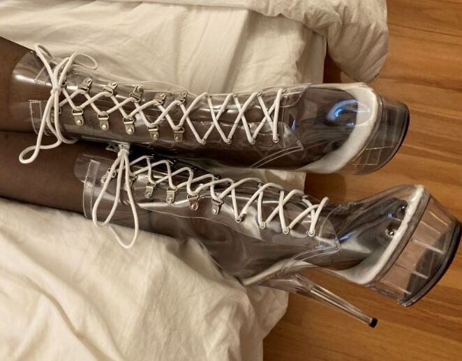 Clear PVC Plastic Boots and Nylons 2