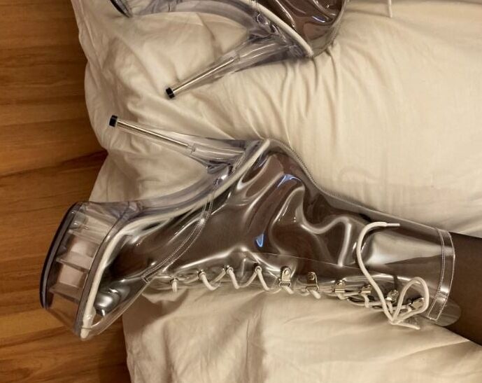 Clear PVC Plastic Boots and Nylons 2