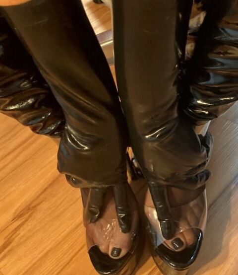 Black and Clear PVC Porn High Heel Boots