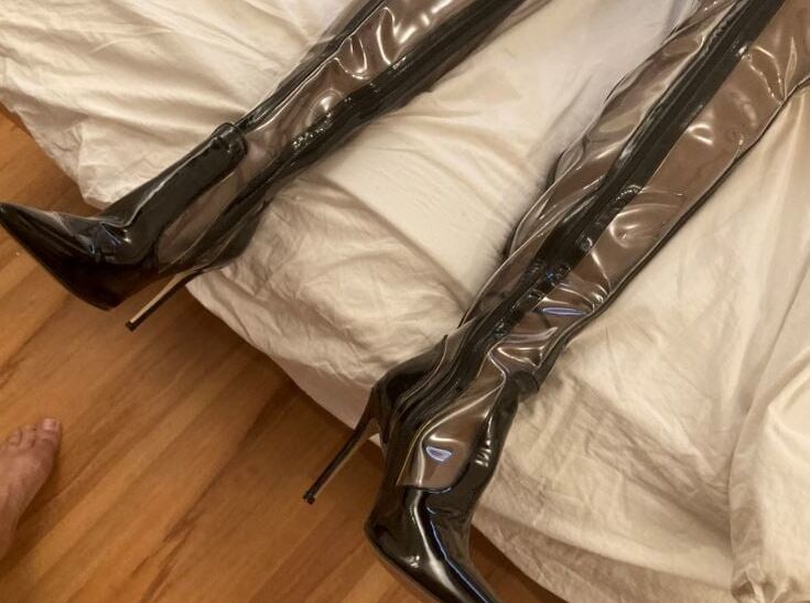 Clear PVC Plastic Boots and Nylons 3
