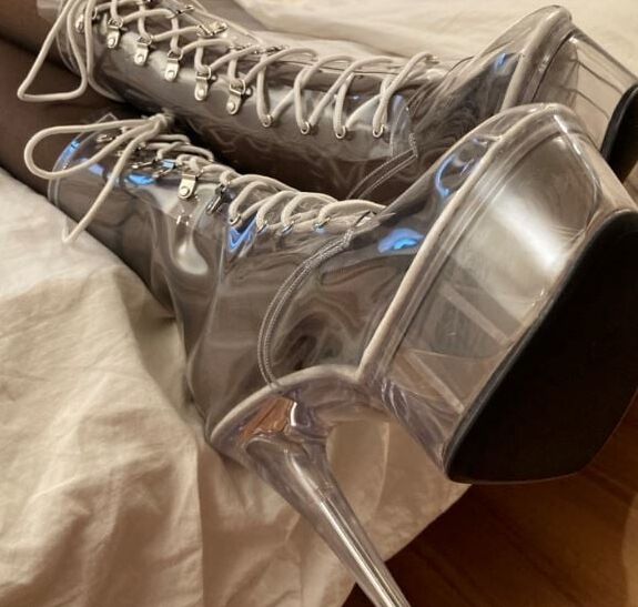 Clear PVC Plastic Boots and Nylons 2