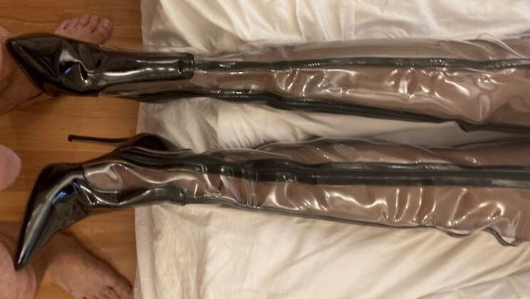 Clear PVC Plastic Boots and Nylons 3
