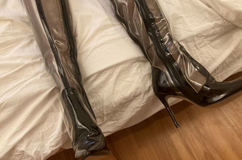 Clear PVC Plastic Boots and Nylons 3