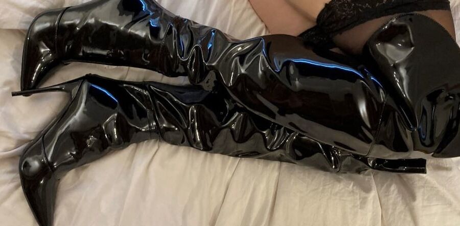 Thigh High Black High Heel Boots