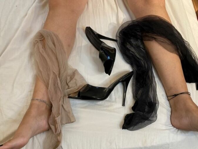 Stiletto Mules and Nylon Stockings