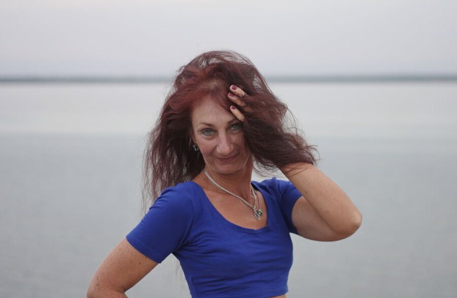 Evening potrait against the background of the river