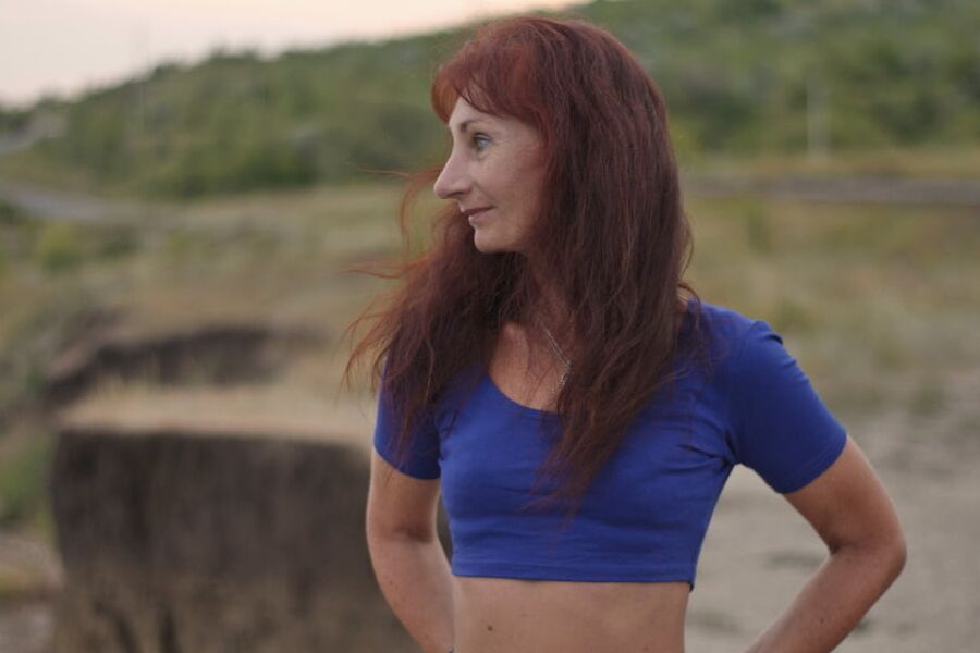 Evening potrait against the background of the river