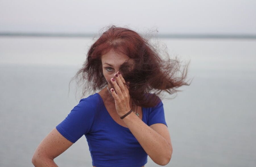 Evening potrait against the background of the river